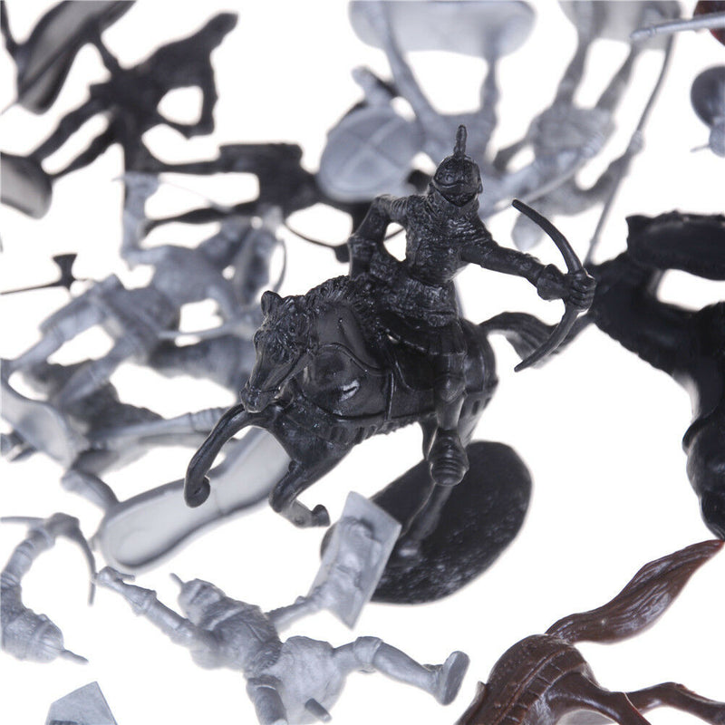 28pcs/set Knights Warrior Horses Medieval Soldiers Figures MiniModel ToyGift FT