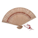 Folding Wooden Carved Sunflower Print Fragrant Hand Fan M5Y9
