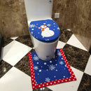 Blue Snowman Toilet Cover Seat Rug Pad Tank Lid Towel Cover Set (3pcs)