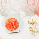 Men's Suit Boutonniere Lapel Pin Flower Brooch (Orange)