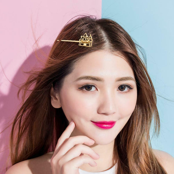 Hollow Hair Clip Hairpin Women Hair Accessory Rhinestone Hairgrip (Castle) A#S