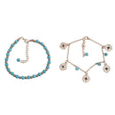 Boho Rhinestone Flower Beads Turquoise Foot Chain Anklet
