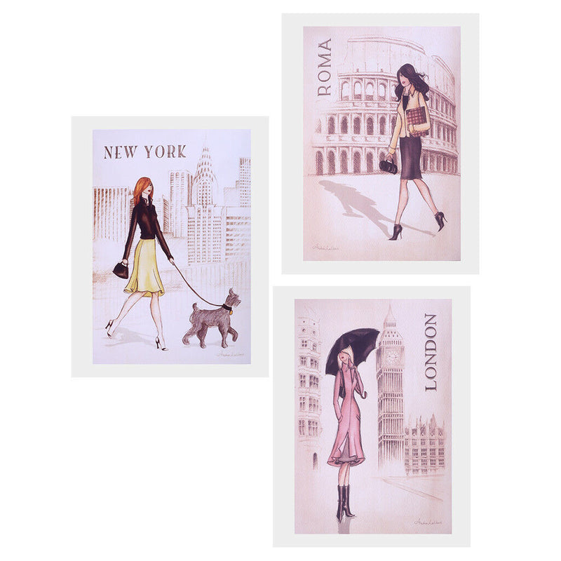 3Pcs Fashion Art Oil Painting Canvas Picture Girl Wall Home Decor 40x60cm