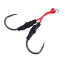 10Pcs Carbon Steel Fishing Dual Assist Hook with PE Line with Shrink Tube