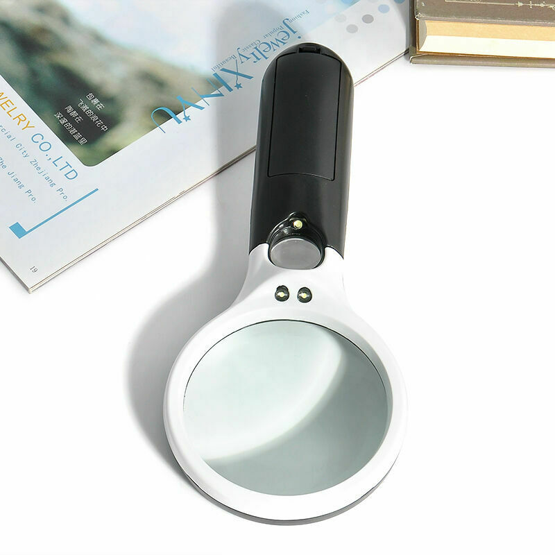 Hand Held Detachable 45x Magnifying Glass Lens Magnifier Loupe w/ LED Lights