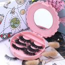 Cute Pink Plastic Bowknot False Eyelashes Storage Box Makeup Case Mirr HKE