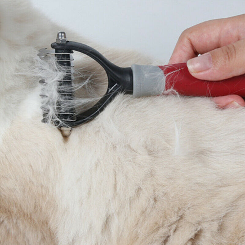 Pet Grooming Tool - 2 Sided Undercoat Rake for Cats & Dogs - Safe Comb for  J9Y5