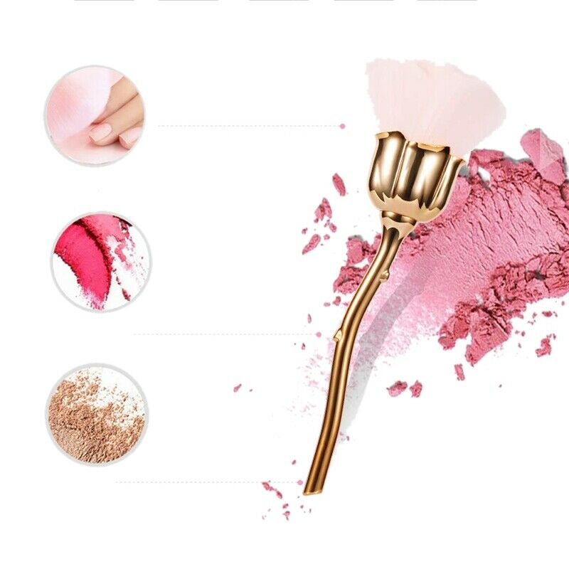 Nail Dust Brush Pink Rose Brush Nail Art Cleaning Brush Blush Powder Brush( M4X2