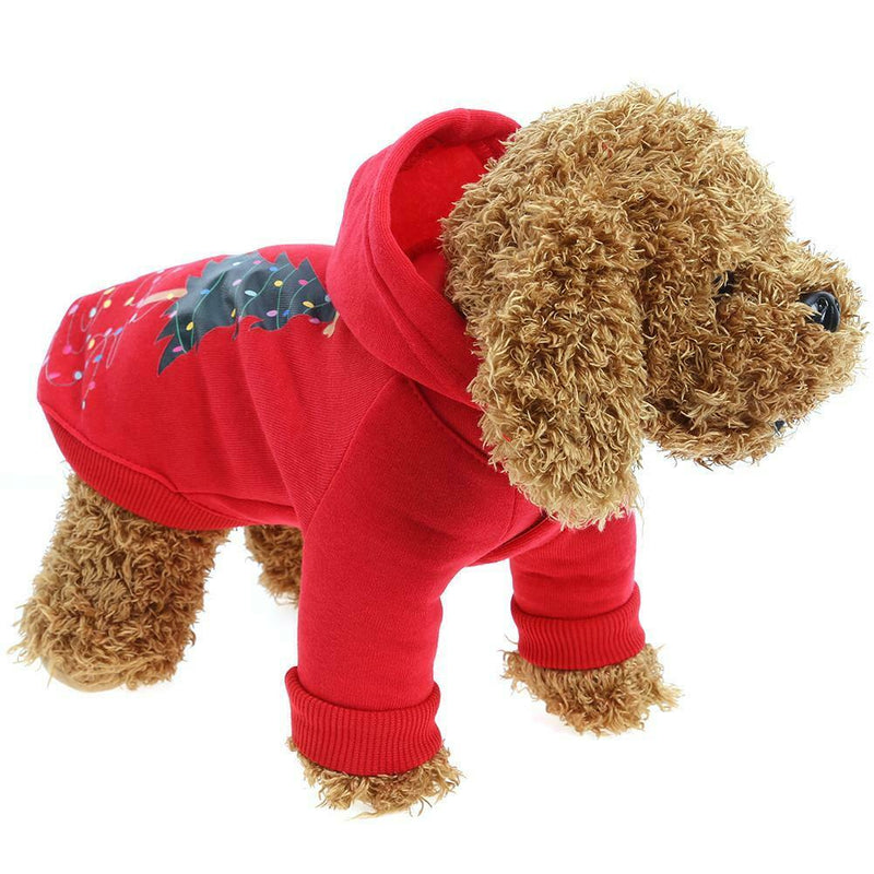 Pet dog print Santa Claus clothes Christmas autumn and winter clothes S