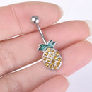 Pineapple Steel Navel Rings Crystal Belly Button Ring Bar Body PiercingJewelrJ&j