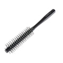 1 Piece Small Mini Round Hair Brush Nylon Bristles, Black Long Wood Handle Hair