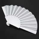 Plastic Fabric Hand Foldable Fan for Ladies Men White E4H5