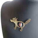Cute Cartoon Wolf Hat Shape Breastpin for Women Hollow Out Brooches Jewelry