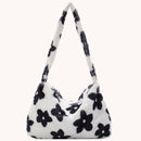 Animal Pattern Shoulder Underarm Bag Women Plush Top-handle Handbag (1)