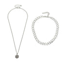 Double Layer Clavicle Chain Necklace Men Simple Retro Letter Alloy Pendant