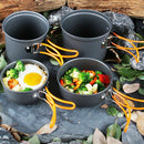 11pcs Camping Cookware Mess Kit w/ Pot Stoves Carabiner Set Color_C