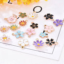 40pcs Alloy Enamel Assorted Mixed Daisy Flower Pendant Charm Jewelry Accessories