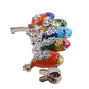 Colorful Enamel Five Birds Brooch With Crystal Rhinestones Collar Clip Dres