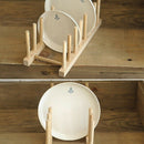 Wooden Plate Rack Wood Stand Display Holder Lids Holds 7 New Heavy Duty