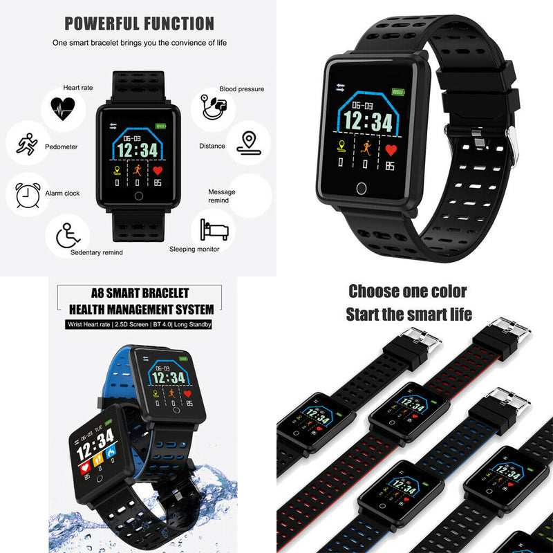 Electronic Sports Bluetooth Smart Watch Alarm Clock 180mAh Men Women Black