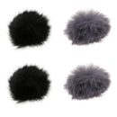 Set of 2 Pairs Furry Windscreen Anti-Wind Muff Mic Furry Cover  (2 x Black, 2 x