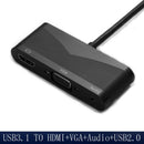 Type-C To HDMI4Kx2K+VGA+USB2.0 With 3.5mm Audio Interface Conversion Cable