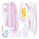 13 Stlyes Acrylic Fashion Metric Ruler Set Drawing Comma Straight French Curve