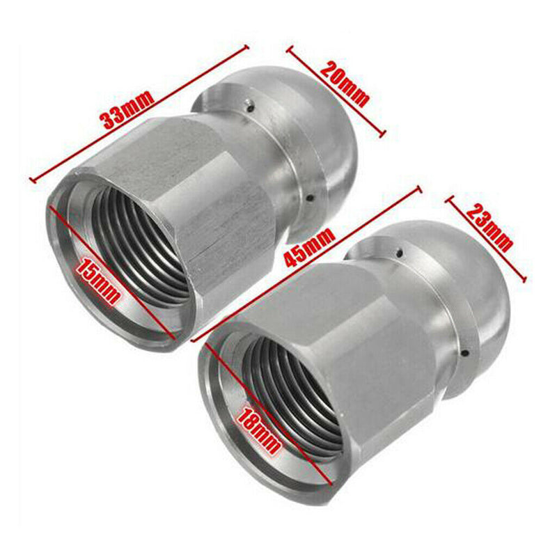 2Pcs 4000PSI Stainless Steel Sewer Jetter Nozzle, 3/8 inch Quick Connector,