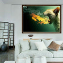 Cat Spit Fire 5D Round Diamond Painting Embroidery DIY Needlework Art Craft