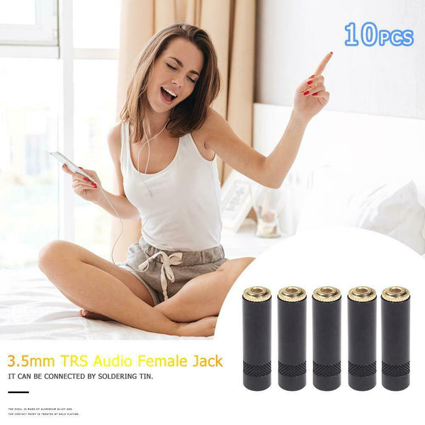 10pcs 3.5mm TRS Audio Female Jack Solder Connector 3 Pole Stereo Adapters A#S