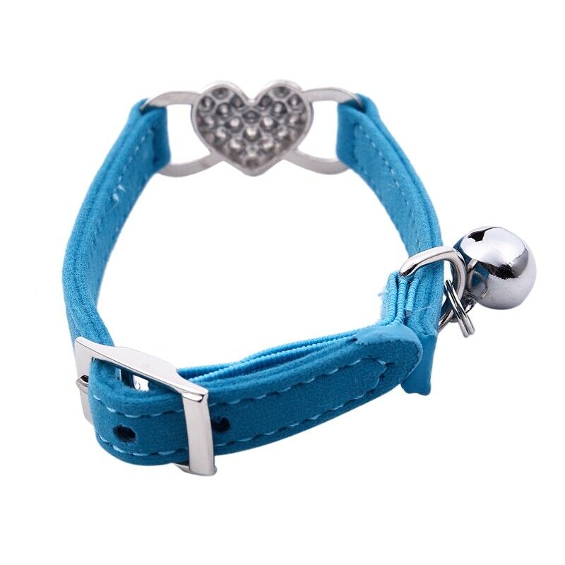 Heart charm and bell cat collar safety elastic adjustable with soft velvet