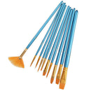 10pcs Blue Handle Nylon Hair Multifunction Paint Brushes