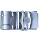 Men's Solid Buckle Automatic Ratchet Leather Belt Buckle Black + Silver2