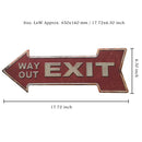 Retro Style WAY OUT Exit Art Decor Arrow Shape Cast Iron Painted Metal Plate