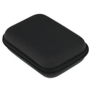 Hard Headphone Earphone Case w/ Zipper USB Cable Storage Bag Black