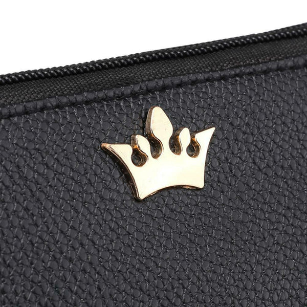 Women PU Leather Crown Shoulder Bags Zipper Casual Crossbody Bags/Black