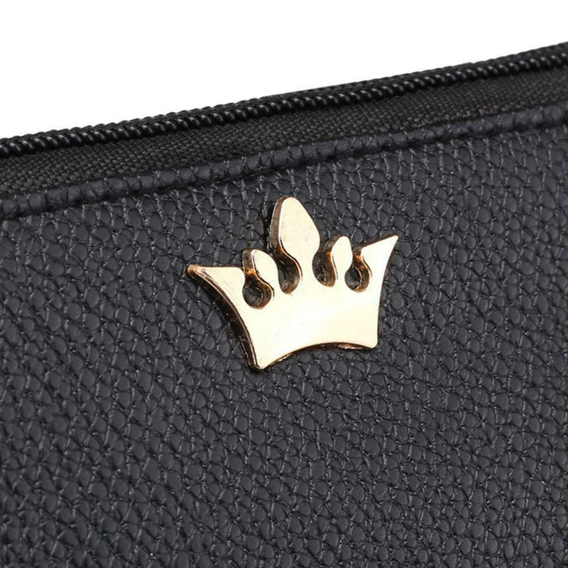 Women PU Leather Crown Shoulder Bags Zipper Casual Crossbody Bags/Black