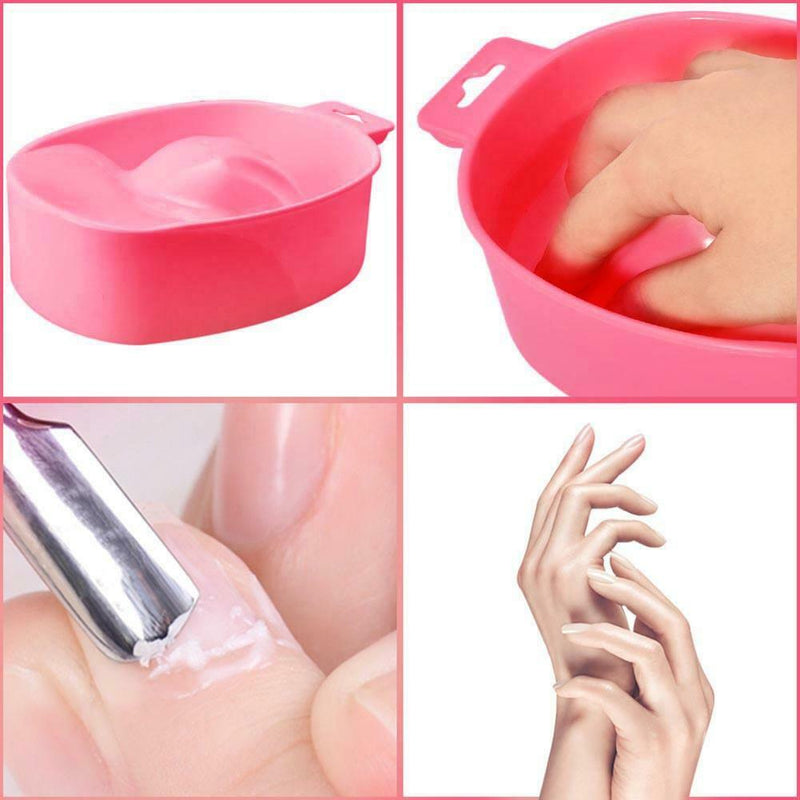 Nail Art Hand Wash Remover Soak Plastic Bowl Nail Bath Manicure Tool(Pink)