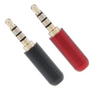 2 Pieces 3.5mm 1/8" TRRS 4 Pole Male Plug A/V Solder Connector Red & Black