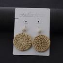 Fashion Boho Straw Rattan Woven Earrings Geometric Dangle Ear Stud Jewelry  OZ