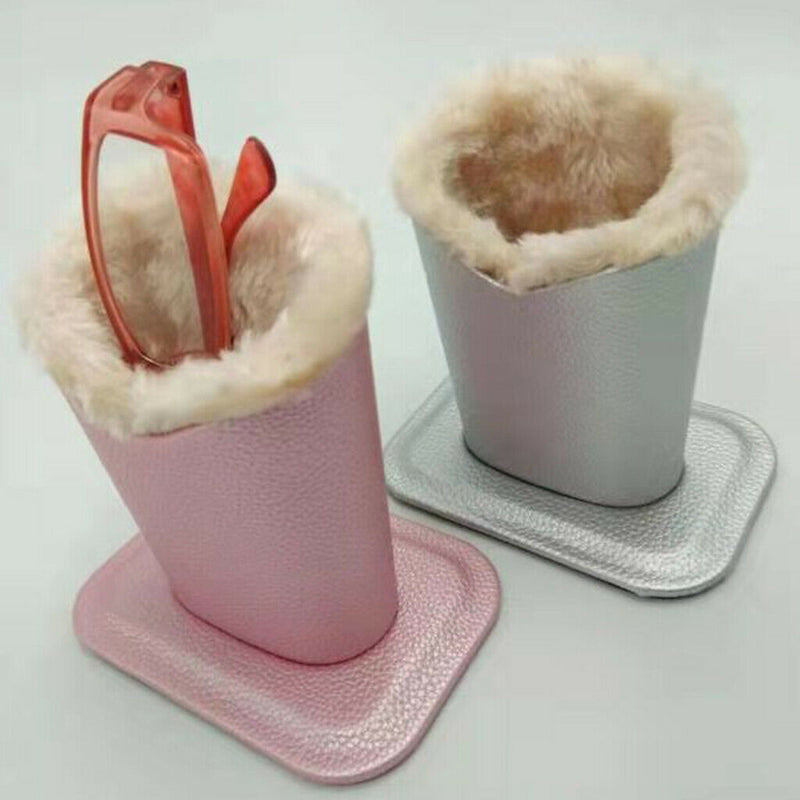 Anti scratch Plush Eyeglasses Holder Stand Protective Glasses Case  Pink