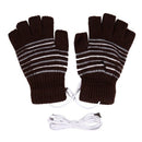 New 5V USB Powered Heating Heated Winter Hand Warmer Gloves Washable coffe F9U5