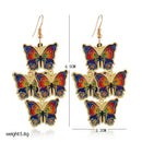 Retro Butterfly Hook Earrings Women Bohemian Enamel Long Drop Ear Jewelry