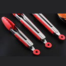 Set 3 sizes Silicone Kitchen Tongs Sets Salad BBQ Tongs Stainless Steel coo N2B2