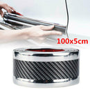 2x 5cm*1m Car Door Sill Scuff Plate Carbon Fiber Black Pedal Protector Strips