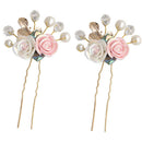 Rose Flower HairpinsWedding Crystal HeaddressWedding Crystals Pearls HeadpieceBX