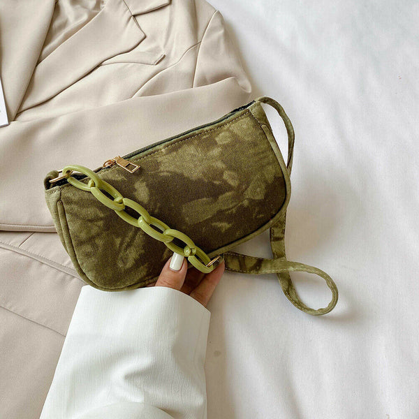 Casual Nylon Handbag Women Tie Dye Print Underarm Shoulder Bags (Green)