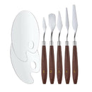 5x Painting Knives with 2x Clear Round Palette Board Household DIY Oil Painting