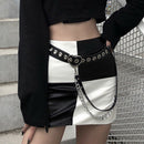 2 Layer Punk  Hook Pant Leather Belt Chain Women Black Love Buckle BeltBX