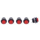 5 x Momentary SPST NO Red Round Cap Push Button Switch AC 6A/125V 3A/250V